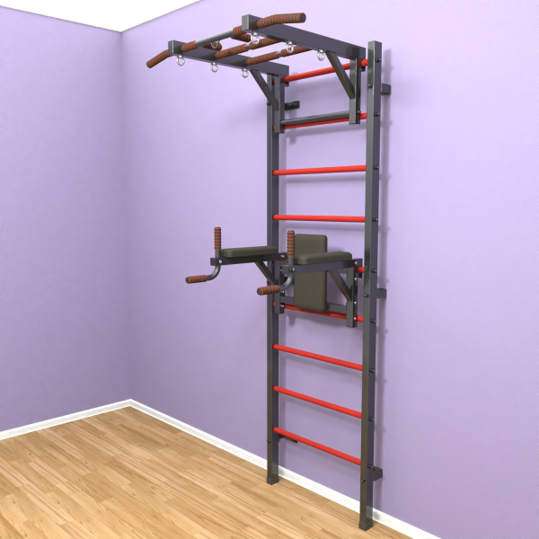 Шведская стенка «LittleSport» Graphite Long 2.0 красные ступени