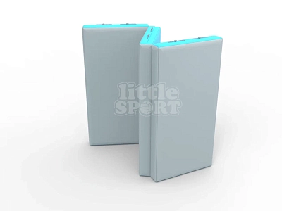 картинка Мат кожзам LittleSport (100х150х10см) складной в 3 сложения серый\голубой от магазина БэбиСпорт
