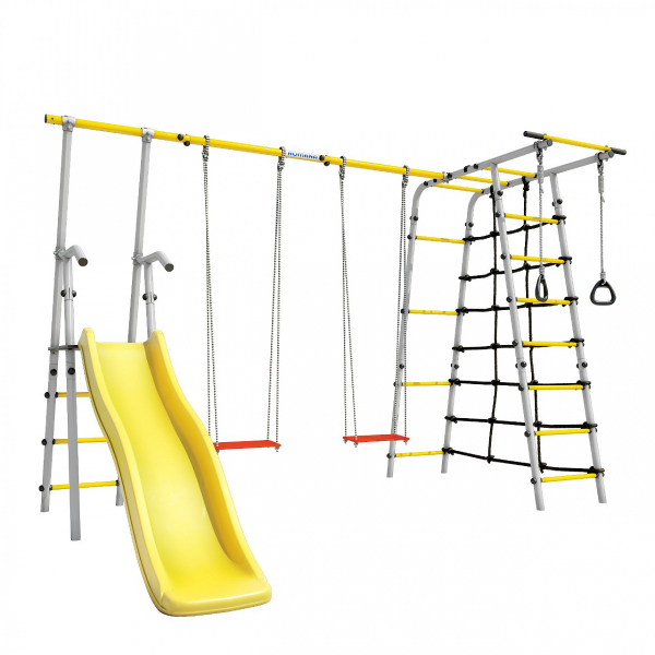 Детский спортивный комплекс для дачи ROMANA Богатырь Плюс - 2 (желтый/серый)