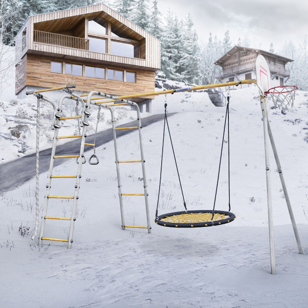 картинка Детский спортивный комплекс для дачи ROMANA Акробат - 2 (желтый/серый) от магазина Лазалка