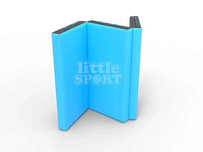 картинка Мат кожзам LittleSport (100х150х10см) складной в 3 сложения черный/голубой от магазина БэбиСпорт