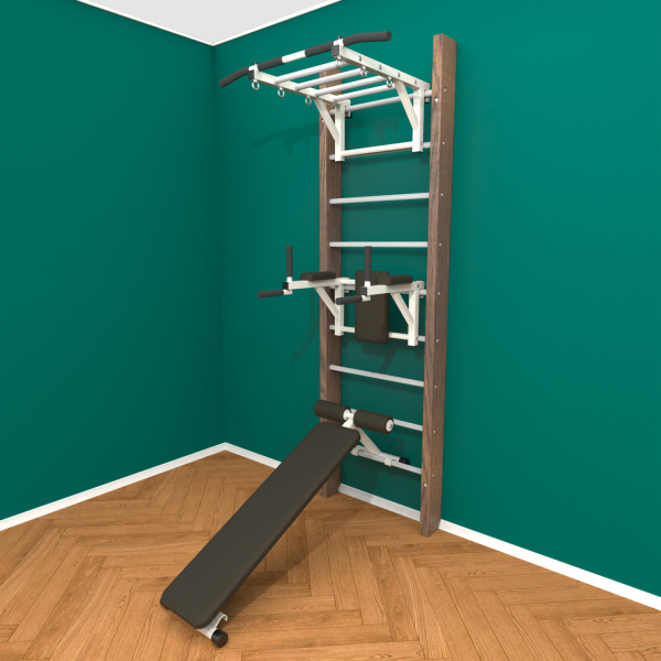 Брашированная шведская стенка "Кастерли" Classic РБС (Белые ступени)